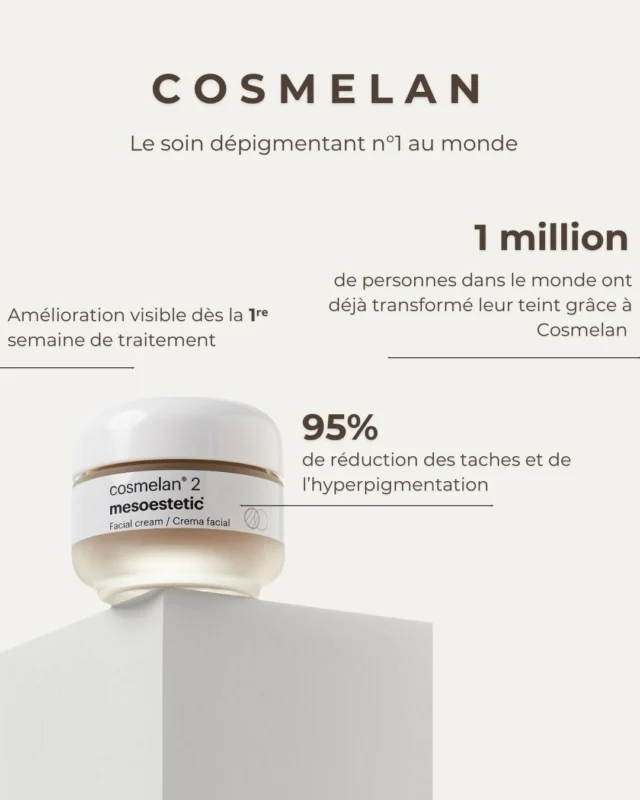 Cosmelan : le soin N°1 en dépigmentation !
👀 Les résultats parlent d'eux-memes...
Élimine les taches cutanées existantes et prévient leur réapparition pour des résultats à court et à long terme. ✨Réservez votre soin dès maintenant (lien en bio) 💌#tachespigmentaires  #melasma  #tachesvisage #cosmelan #solutiontaches